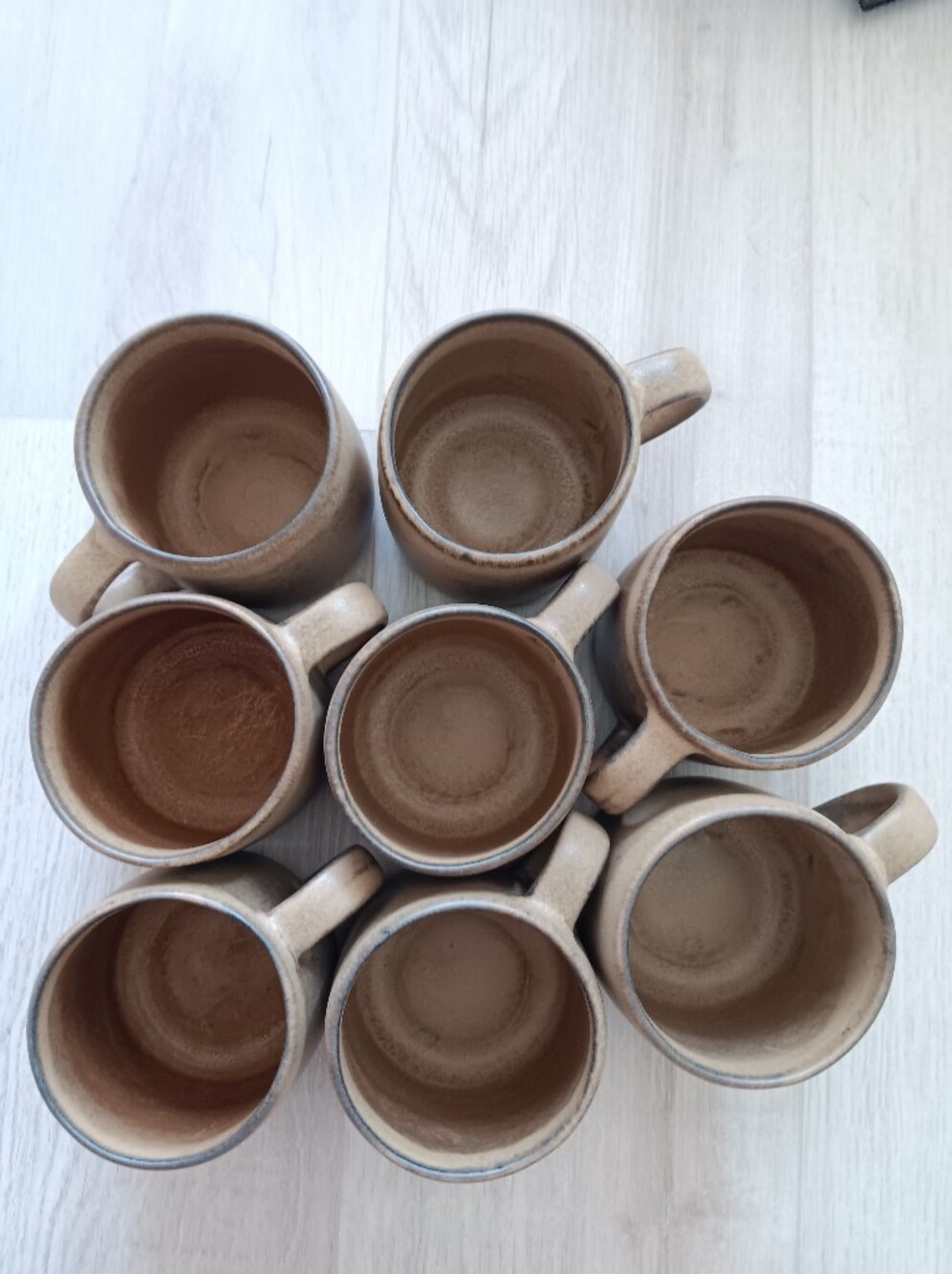 West Elm Kanto Stoneware Handled Coffee Tea Mugs Set of 8 Brown Grey Cardamom - Picture 2 of 13